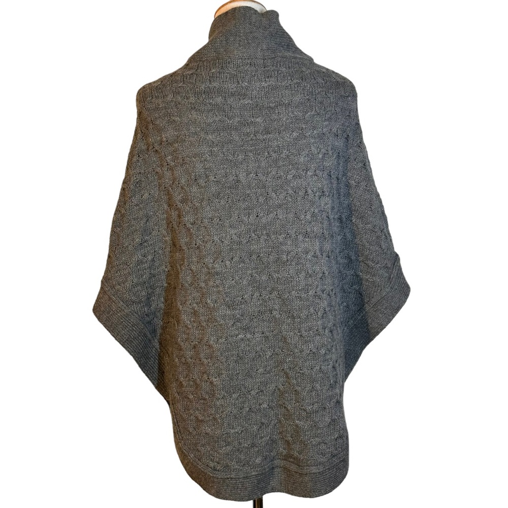 Cable Knit Poncho Sweater - Gray - Picture 2 of 10